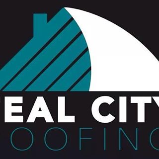 teal city logo with black background